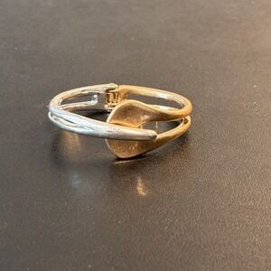 RLM Soho 2-tone Modernist Abstract Clamper Bracelet size 6.75 Silver toned